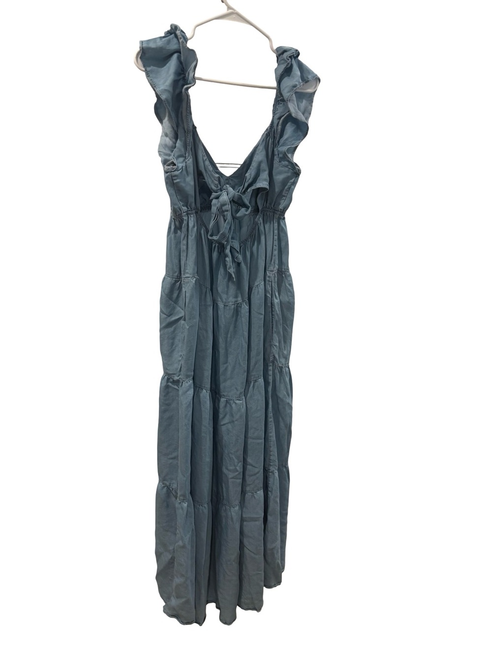 Motherhood Maternity Chambray Tiered Maxi Dress Size L